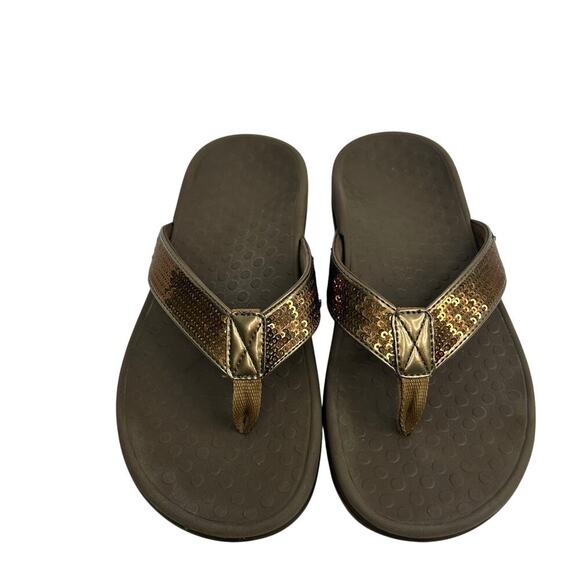 Vionic Tide bronze sequins slip on flip flop sandal size 6 - Picture 1 of 6